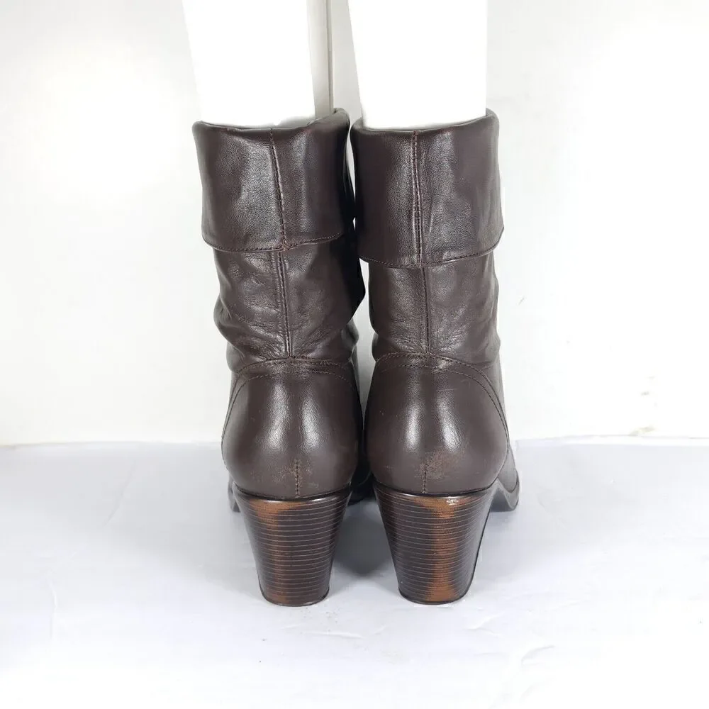 Dansko Women’s Bobbi US6-6,5 EU 37 Brown Leather Roll Down Slouch Boots